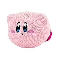 TOMY Nuiguru Knit Kirby Plush - Hovering Kirby Plushie - Knit Plushies - Collectible Stuffed Animals - Soft Cute Plushies and Kids Easter Basket Stuffers - 6 Inch