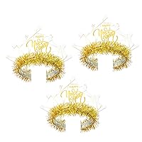 Beistle 50 Piece Happy New Year Tiaras NYE Party Favors, Photo Booth Props, Made in USA Since 1900, One Size, Gold/White