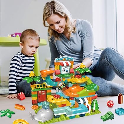 REMOKING Marble Run Building Blocks, 2 in 1 Compatible Blocks Models with 8 Marble Balls，Educational Race Track Building Block Set, Great Gifts for Kids 3 Years and up（259Pcs）