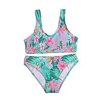 Baby Girls 2Pcs Bikini Swimsuits Sling Tube Top Floral Bottom Bathing Suits Beach Sunsuit Summer Outfits