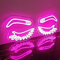 Eyebrow Eyelashes Neon Sign, LASH Brow Art Wall Decor LED Sign Light, Aesthetic Room Decor Beauty Salon Decor Light, for Bedroom Beauty Studio Bar Pub Barber Business Shops Office-20x8.2 Inch