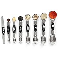 Magnetic Measuring Spoons Set with Leveler, Stackable Stainless Steel Tablespoons for Baking, Fits in Spice Jars