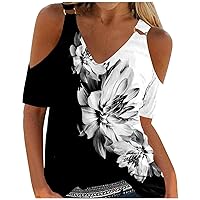 Womens Summer Tops Cute Short Sleeve V Neck Tee Casual Rock Work Blouses for Women Fashion 2022
