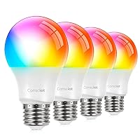 LS0100167 Smart WiFi Light, LED RGBW Color Changing Dimmable A19 E26 Bulbs, 2700-6500K, No Hub Required, Compatible with Alexa and Google Home, 9W(60W Equivalent), 4 Pack,Tunable White