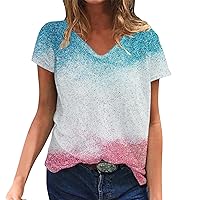 Shirts for Women 2022 Women's Petal Sleeve Tops V Neck Short Sleeve Shirts Cute Summer T-Shirts Loose Fit Blouses