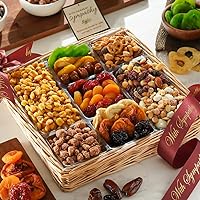 Broadway Basketeers Deluxe Sympathy Dried Fruit And Nuts Gift Basket - A Premium Healthy Condlence Gift - Corporate, Bereavement Gifts for Families