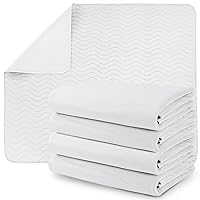Waterproof Incontinence Bed Pads 34 x 52 Inches (Pack of 4, White), Washable and Reusable Underpads for Adults, Elderly and Pets, Absorbent Protective Pads