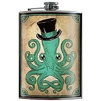 Trixie & Milo Christmas Gift for Men, Women - Stocking Stuffer Stainless Steel Funny Flasks for Men - Groomsmen Gifts, Bar Accessories and Dad Gifts - Holds 8 oz. of Fluid - Octopus