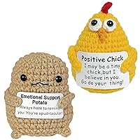 Positive Chick+ Potato, Crochet Emotional Support Vegetables, Mini Funny Crocheted Animal, Inspirational Encouragment Cheer Up Small Gift for Friend Women