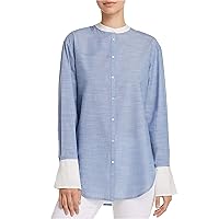 Joie Womens Betra Button Down Blouse, Blue, Large