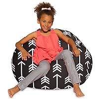 Posh Creations Bean Bag Chair for Kids, Teens, and Adults Includes Removable and Machine Washable Cover, Canvas White Arrows on Gray, 38in - Large