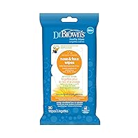 Dr. Brown’s Healthy Nose & Face Wipes, Naturally Cleaning and Moisturizing for Baby & Toddler, Plant Based and Hypoallergenic, 30 Count