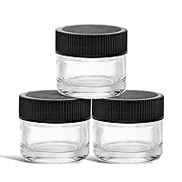 (200 Pack) 5ml Thick Glass Jars with Black Lids - Airtight Containers for Oil, Lip Balm, Wax, Cosmetics - Mini Refillable Jars Great for Travel, Samples, & More