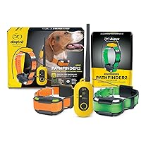 Dogtra 2 Dog Pathfinder 2 GPS Dog Tracker e Collar with PATHFINDER2 Green Add on Receiver LED Light No Monthly fees Free App Waterproof Smartwatch Control Long Range Multiple Dogs Smartphone Required