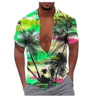 Men Hawaiian Button-Down Big and Tall Shirts Men's Hawaiian Shirt Fun Short Sleeve Button Shirt Tropical Holiday Beach Shirt