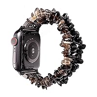 HAZELS for Apple Watch Band 45mm 41mm 38mm 40mm 42mm 44mm Bracelet for iWatch 7/6/5/4/3/2/1 Women Handmade Natural Stone Strap Replacement 7/6/5/4/3/2/1/SE Series WatchBands (Color : Obsidian, Size