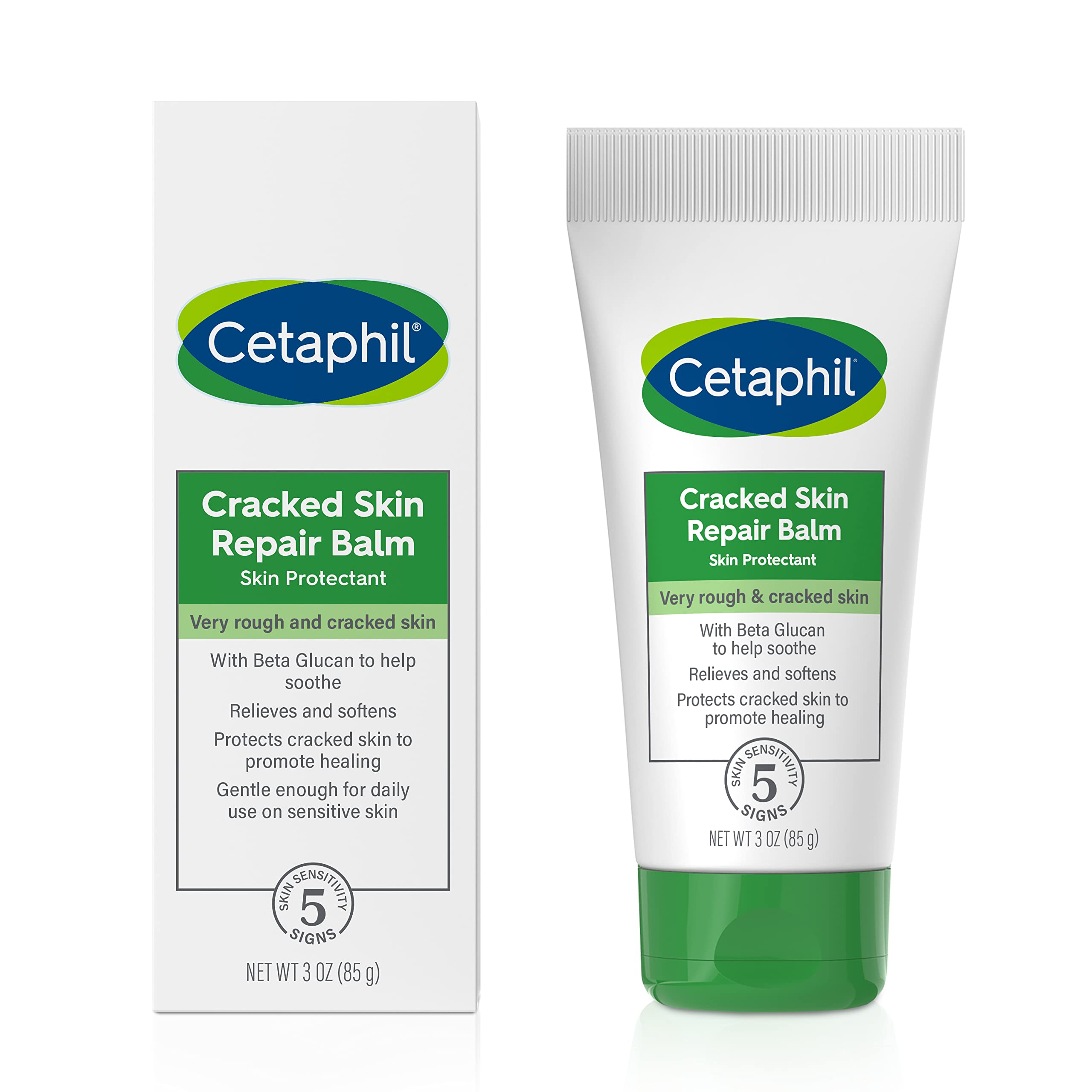 CETAPHIL Cracked Skin Repair Balm, 3 oz, For Very Rough & Cracked, Sensitive Skin, Protects, Soothes & Restores Deeper Cracks, Hypoallergenic, Fragrance Free, (Packaging May Vary)