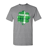 Manateez Men's St. Patrick's Day Plaid Four Leaf Clover Tee Shirt