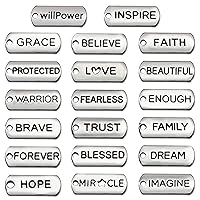 Oubaka 60Pcs Inspirational Charms Pendants for Jewelry Making,Mixed Motivational Words Pendants Beads Charms DIY Craft Supplies bracelet charms bulk for Jewelry Necklaces Bracelet Making keychains