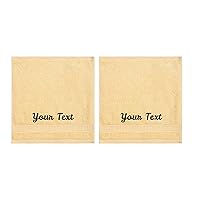 Personalized Towels, Luxury Turkish Genuine Cotton Monogrammed Towel Washcloths for Bathroom, Kitchen, Hotel, Spa, Gym & College Dorm, 2 Pack Washcloth Set for Body & Face, Baby and Adults, Yellow