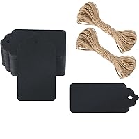 G2PLUS Price Tags,Black Paper Gift Tags 100 PCS Paper Tags with String,2.75''×1.57'' Blank Labeling Tags for Fathers Day,Arts and Crafts, Wedding Christmas Day Thanksgiving