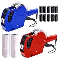MX-5500 8 Digits Price tag Gun with 5000 Sticker Labels and 3 Ink Refill, Label Maker Pricing Gun Kit Numerical Tag Gun for Office, Retail Shop, Grocery Store (Red, Blue)