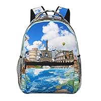 The World Famous Buildings Printed Lightweight Backpack Travel Laptop Bag Gym Backpack Casual Daypack