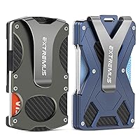Extremus Green Tactical Wallet and Blue ID Wallet, Minimalist Front Pocket Wallet for Men, Carbon Fiber Rfid Blocking Wallet