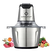 LINKChef Food Chopper Processor,Electric Meat Grinder 2L,Blend, Puree, Mix, and Mince, BPA-free Stainless Steel Mincers for Kitchen, Meat,Vegetables, Onion, Garlic, Salad, Baby Food, Fruits, Nuts