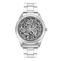 Black White Bandana Paisley Classic Watches for Men Fashion Graphic Watch Easy to Read Gifts for Work Workout