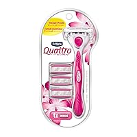 Schick Quattro Womens Value Pack with 1 Razor and 4 Razor Blade Refills