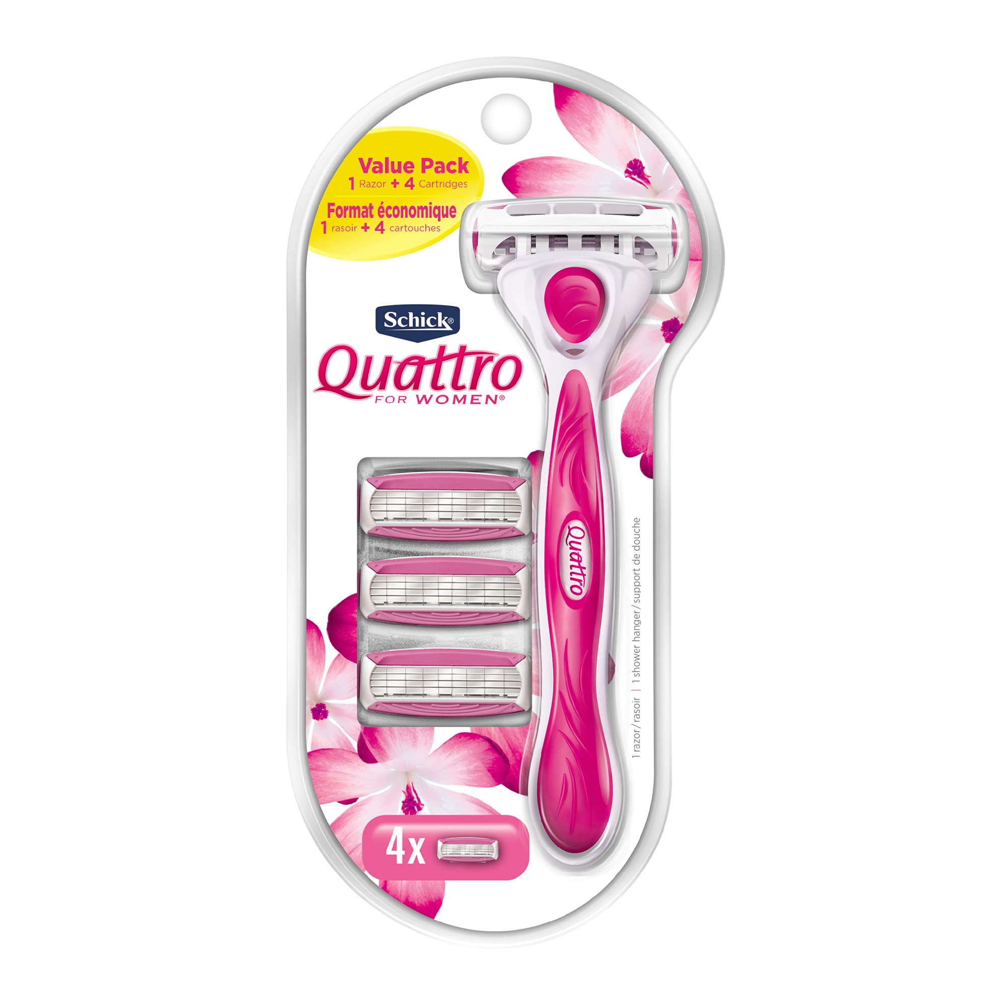 Schick Quattro for Women Value Pack with 1 Razor and 4 Razor Blade Refills