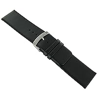 30mm Genuine Leather Flat Unstitched Square Tip Black Watch Band Strap