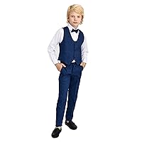 Lilax Boys Formal Suit 4 Piece Vest, Pants and Tie Dresswear Suit Set (9 Years, Royal Blue)
