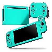 Compatible with Nintendo Switch OLED Console Bundle - Skin Decal Protective Scratch-Resistant Removable Vinyl Wrap Cover - Solid Mint V2