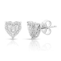 Natalia Drake 1/4 Cttw Heart Shaped Diamond Jewelry Earrings for Women or Womens Necklace in 925 Sterling Silver