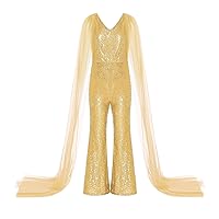 YiZYiF Kids Flower Girls Full Sequins Long Jumpsuit Mesh Pageant Romper Long Pants Summer Outfits