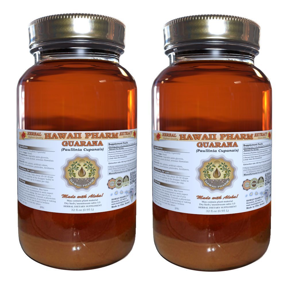 Guarana Liquid Extract, Guarana (Paullinia Cupanais) Tincture Supplement 2x32 oz Unfiltered