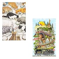 Two Plastic Jigsaw Puzzles Bundle - 1000 Piece - Smart - Cats Chow Down and 1000 Piece - Smart - Railway World, Alishan [H2864+H2880]