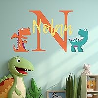 Personalized Name Cute Dinosaurs - Animal Series - Baby Boy Girl - Wall Decal Nursery for Home Bedroom Children (Wide 36