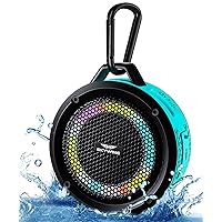 Soundace S6 IPX7 Waterproof Shower Speaker 5W Bass+ Bluetooth Speaker with Suction Cup Hook Lanyard RGB Light, Premium Mini Portable Outdoor Wireless Speaker for Bike Pool Beach
