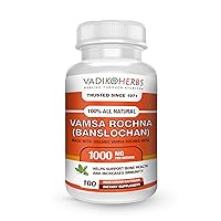 Certified Organic Vadik Herbs Vamsa Rochna (Banslochan) (Bamboo Manna) Powder 100 Vegicaps | Helps to pacify vata and Pitta.
