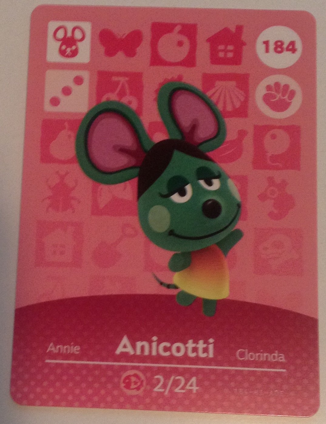 Nintendo Animal Crossing Happy Home Designer Amiibo Card Anicotti 184/200 USA Version