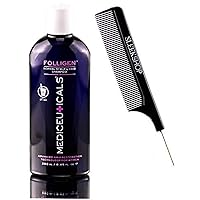 Therapro MEDIceuticals FOLLIGEN Normal Scalp & Hair SHAMPOO for WOMEN (w/Sleek Steel Pin Tail Comb) Woman Suffering from Hair Loss. (8.45 oz / 250 ml - ORIGINAL SIZE)