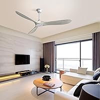 60 Inch Modern Ceiling Fan With 6 Speed Remote Control 3 Solid Wood Blade For Living Room Light Large Ceiling Fans for Home,Office,Patio