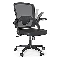 Mid Back Mesh Office Chair Ergonomic Swivel Black Desk Chair Mesh Computer Chair Flip Up Arms with Lumbar Support Adjustable Height Task Chair