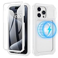 Ruky for iPhone 15 Pro Max Case Clear, iPhone 15 Pro Max Phone Case with Slide Camera Cover Compatible with MagSafe, Built-in Screen Protector Full Body Case for iPhone 15 Pro Max 6.7