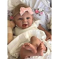 Lifelike Baby Reborn Dolls 22 inch Realistic Girl Baby Doll Eyes Open Silicone Baby Doll Bebe Reborn Babies Cute Weighted Doll Smiling Sweet Todder Doll Adult Collection Doll