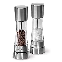 Derwent Salt and Pepper Grinder Set - Stainless Steel Mills Include Gift Box, Gourmet Precision Mechanisms and Premium Sea Salt and Peppercorns