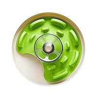 Spin Bowl Slow Feeder Dish for Dogs, UFO Maze Green Tricky Level Spinning, Interactive & Adjustable Center Puzzle Piece for Advanced Eating Type Level Feeding, Dry, Raw or Wet Food